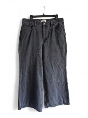 Abercrombie & Fitch Black High-Rise Wide Leg Jeans 32S